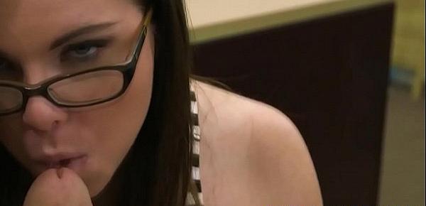 Pawnshop amateur in spex doggystyled in store